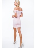 Carmen neckline dress, light pink ZZ213 - Online store - Boutique